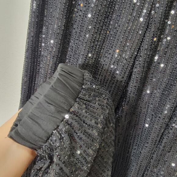 GiGio Black Sequin Joggers M Pants Sparkle Discocore Glam Lined Medium - Picture 7 of 13